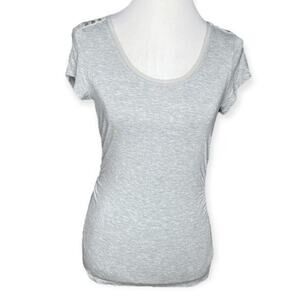 White House Black Market Short Sleeve Shirt Gray Size Small